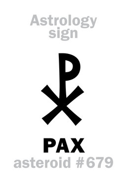 Astrology Alphabet: PAX (Peace), asteroid #679. Hieroglyphics character sign (single symbol).