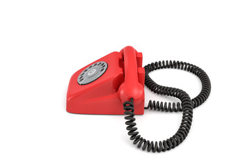 3d rendering of an old-fashioned rotary phone isolated on white background.