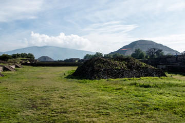 High contrasted sky over the mighty archaeological site of Teotihuacan, Mexico