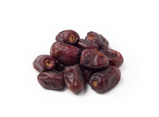 Heap of pitted dates isolated on white background
