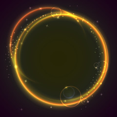 Abstract ring background with luminous swirling sparkle. Glowing spiral. Shine round frame tunnel with circles light effect. Cover for your presentation and design with space for your message.