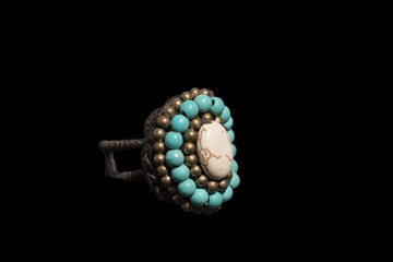 Isolated boho style color stone ring