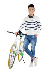 Fototapeta na wymiar Guy with bicycle