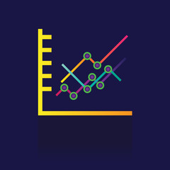 icon Colorful bar graph chart. Business illustration isolated sign symbol thin line for web, modern minimalistic flat design vector on blue background