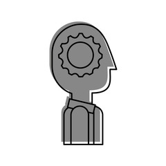 businessman profile avatar with gear vector illustration design