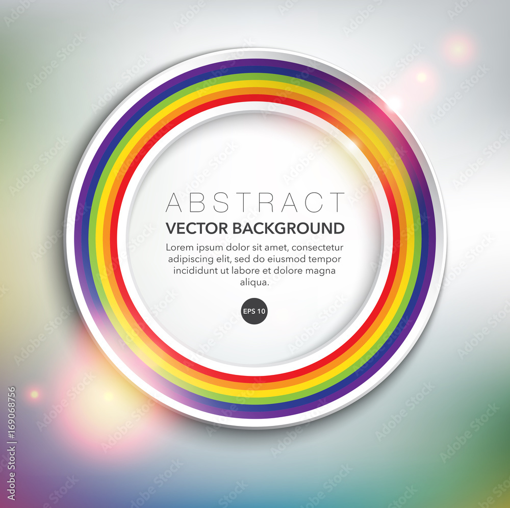 Wall mural abstract vector background. round paper ring with rainbow design. isolated with realistic light and 
