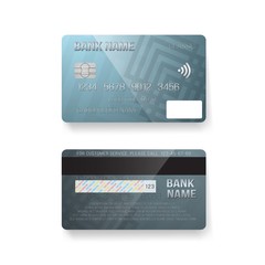 Illustration of Vector Credit Card. Photorealistic Bank Card Isolated on White Background