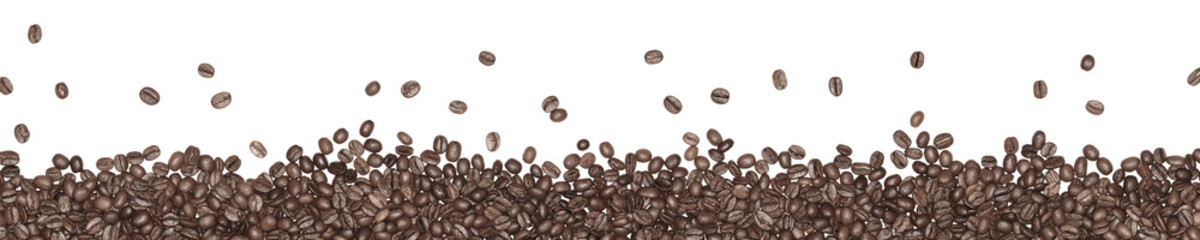hochauflösendes Banner von Kaffeebohnen, freigestelltes Makro