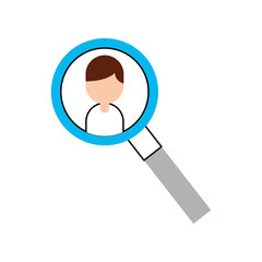 magnifying glass with businessman avatar vector illustration design
