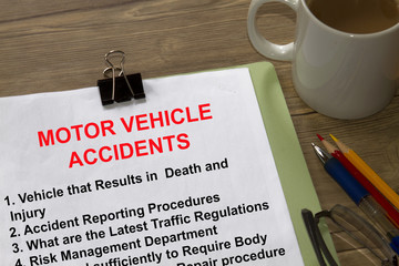 Motor vehicle reporting in an accident