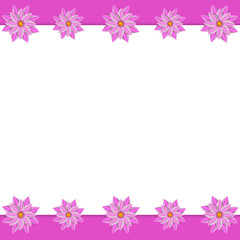 Decorative floral border with 3d pink flowers