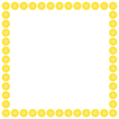 Decorative frame with vibrant yellow sunflowers isolated