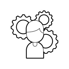 businessman avatar with gears vector illustration design