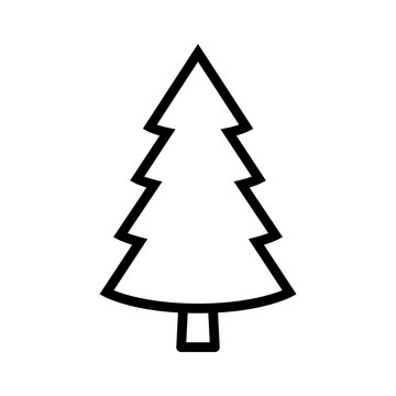 Evergreen conifer / pine tree flat stylized line art vector icon for apps and websites
