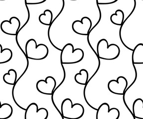Vector seamless background hand drawn hearts
