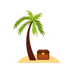 wooden trunk on the beach vector illustration design
