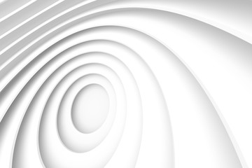 Fototapeta premium White Architecture Circular Background. Abstract Tunnel Design. Modern Geometric Wallpaper