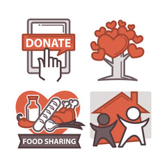 Donation and volunteer work icons