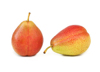 red yellow pear on white background