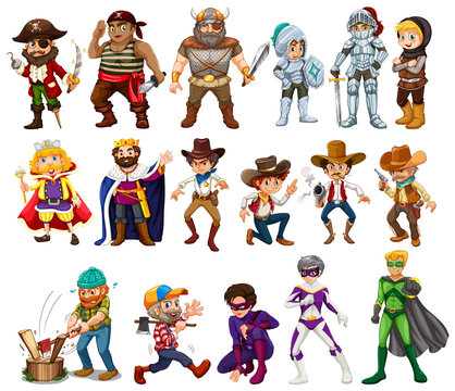People in different costumes