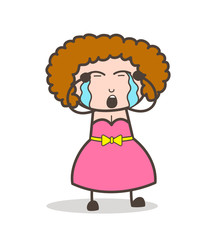 Cartoon Adult Woman Crying Face Vector