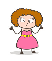 Cartoon Adult Woman Wondering Face Expression Vector