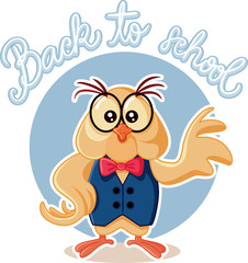 Obraz premium Cute Owl Wearing Eyeglasses Cartoon Vector Illustration