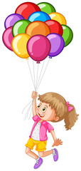 Obraz premium Girl and colorful balloons