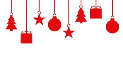 Schlichter Hintergrund mit Weihnachtsdekoration rot weiß