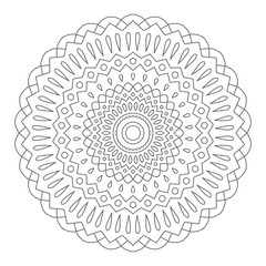 Mandala. Wonderful Round Element For Coloring Book. Black Lines on White Background. 