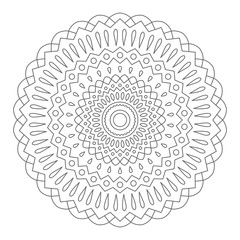 Mandala. Wonderful Round Element For Coloring Book. Black Lines on White Background. 