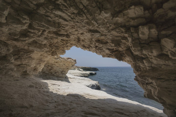 Cave. Rocks near Governor's beach, Cyprus landscape