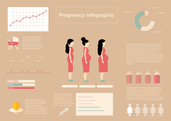 Pregnancy infographic template. Motherhood elements. Constructor for creating your own design, infographics. Vector illustration - 169075323