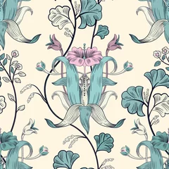 Rucksack Floral vintage seamless pattern. Retro plants style. Vertical decorative flowers, modern motif. Colorful damask ornament © sunny_lion