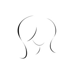 Silhouette of girl head and hair icon or logo