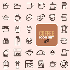 Outline web icon set - drink coffee, tea