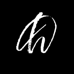 Letter D. Handwritten by dry brush. Rough strokes font. Vector illustration. Grunge style elegant alphabet