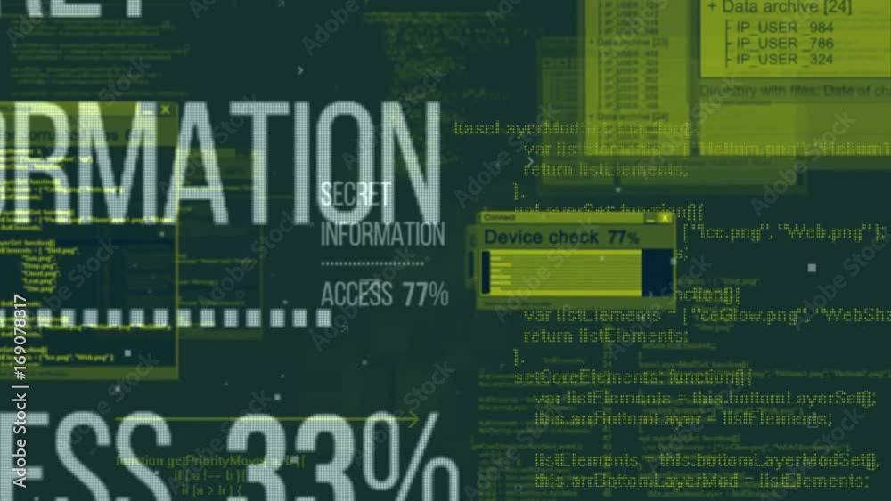 Poster hacking the secret information database via the internet. internet technology security concept. seam