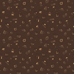 Vector coffee pattern. Brown color
