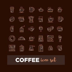 Outline web icon set - drink coffee, tea