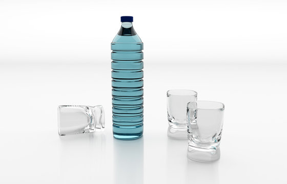 Wasserflasche mit Gläsern
