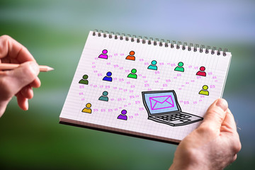 Email concept on a notepad