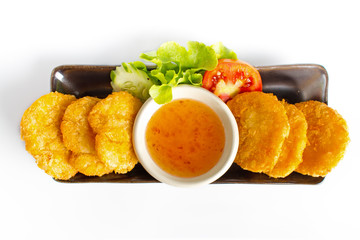 Deep fried shrimp cake with sweet plum sauce