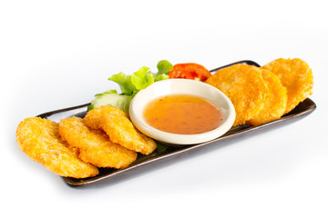 Deep fried shrimp cake with sweet plum sauce