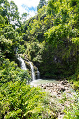 Fototapeta na wymiar Upper Waikani falls (three bears) on Maui, Hawaii