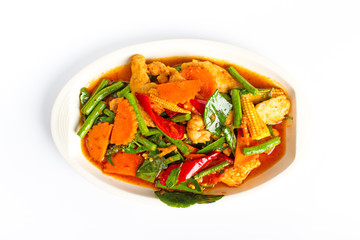 Stir fried chicken and curry paste