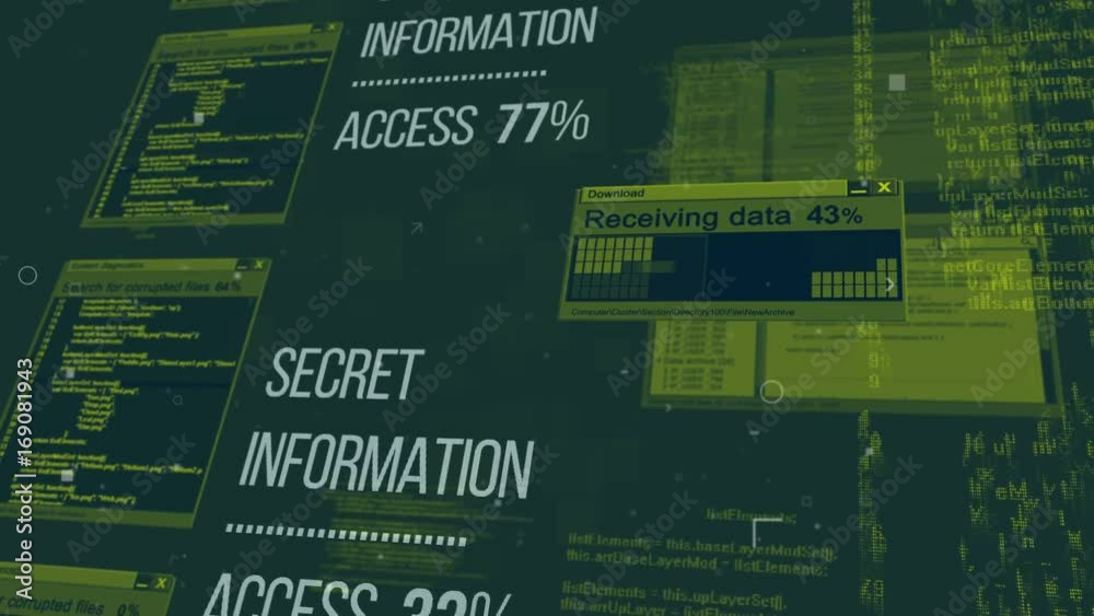 Poster hacking the secret information database via the internet. internet technology security concept.