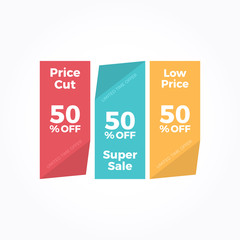 Price Cut, Super Sale & Low Price 50% Off Labels