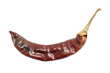 dry red chili pepper on white background