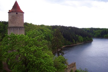 Fototapeta na wymiar View of czech landscape from Zvikov castle